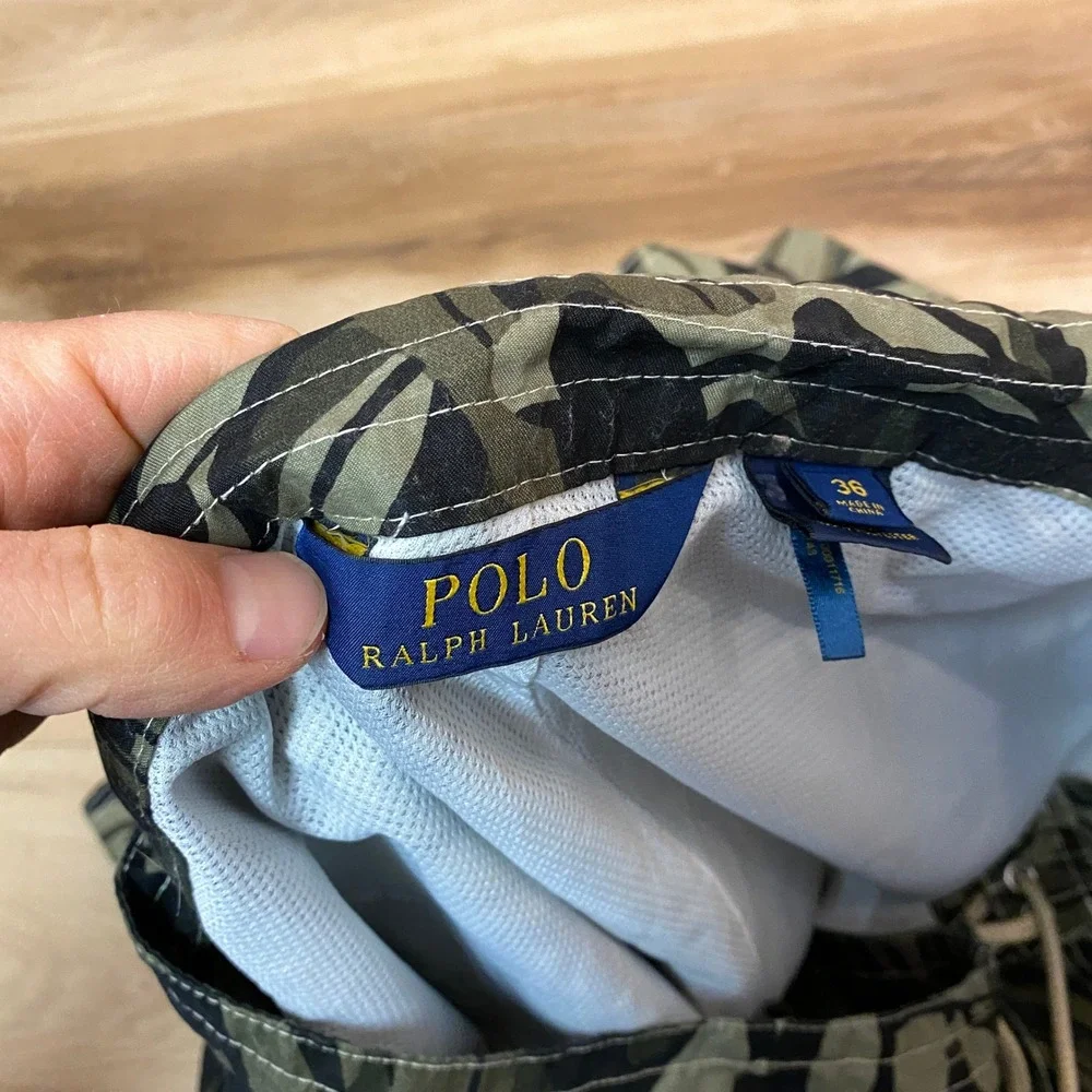 Polo Ralph Lauren Mens Tropical Leaf Camo‎ Board Shorts Olive Green Size 36